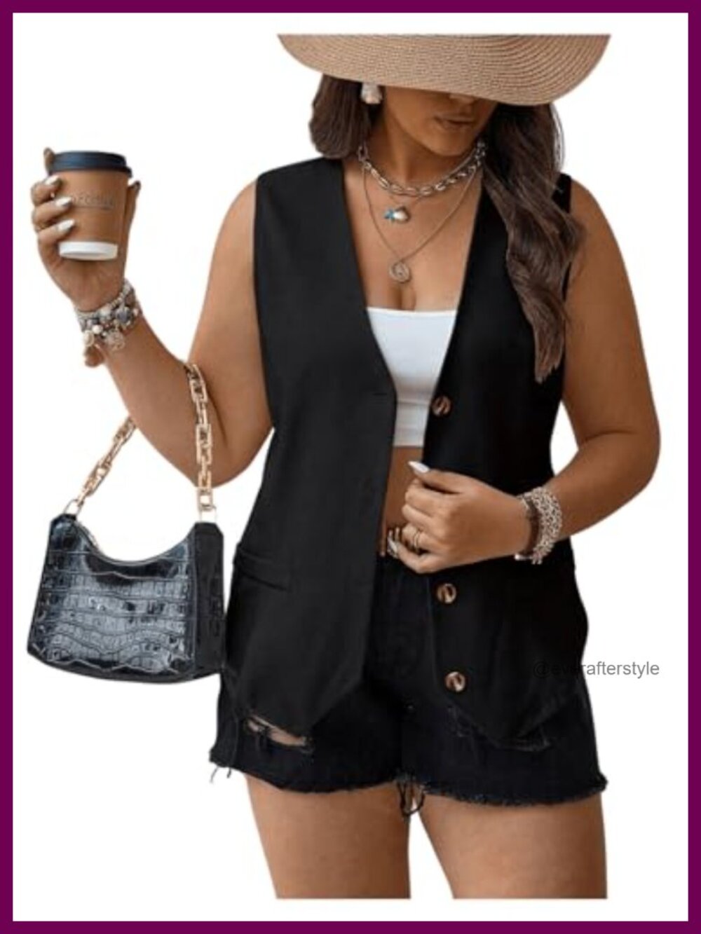 Plus Size Sleeveless Button Front Vest Top Western Cowgirl Rodeo Concert Outfit